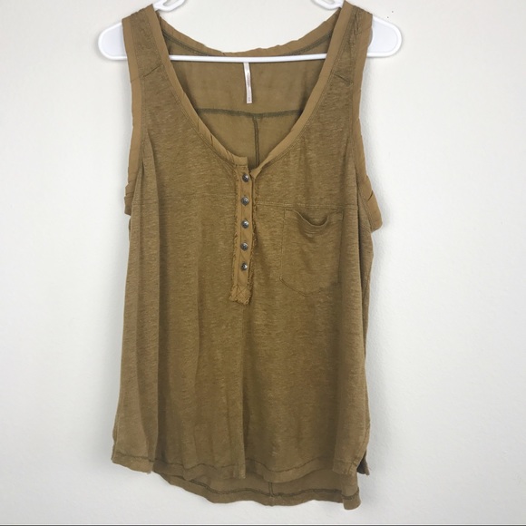 Free People Mustard Travelers Tank Henley Medium - Picture 4 of 8